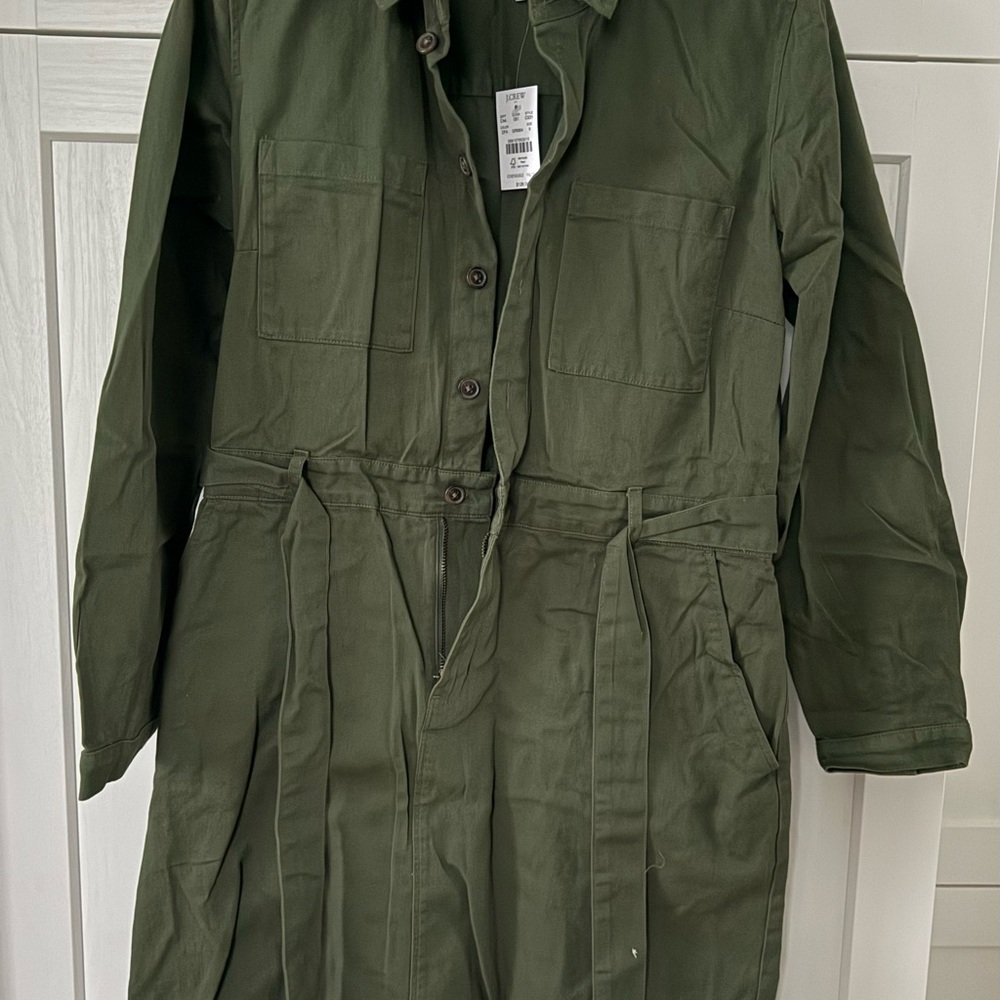 J. Crew Khaki Green Button-Up Dress